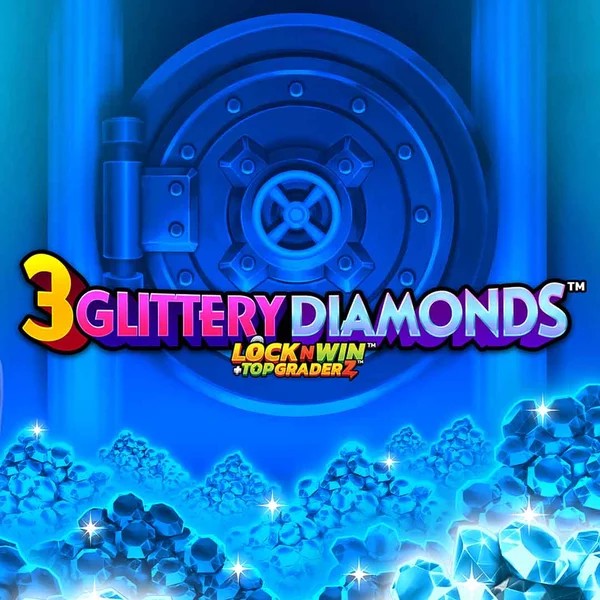 Official Slots logo: 3 Glittery Diamonds by PearFiction Studios at Dracula Casino