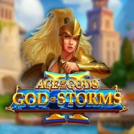 Age Of The Gods: God Of Storms 2 slot logo by Playtech at Dracula Casino