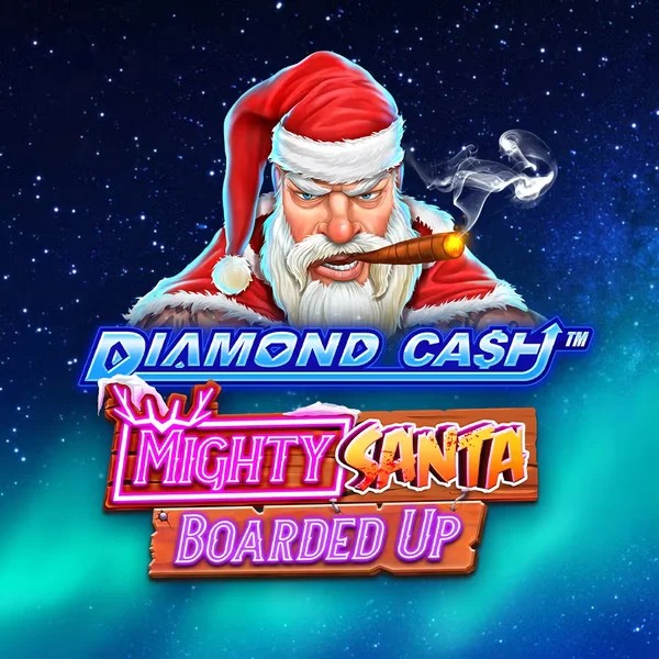 Diamond Cash Mighty Santa Boarded Up by Greentube, showcased at draculascasino.com – game logo